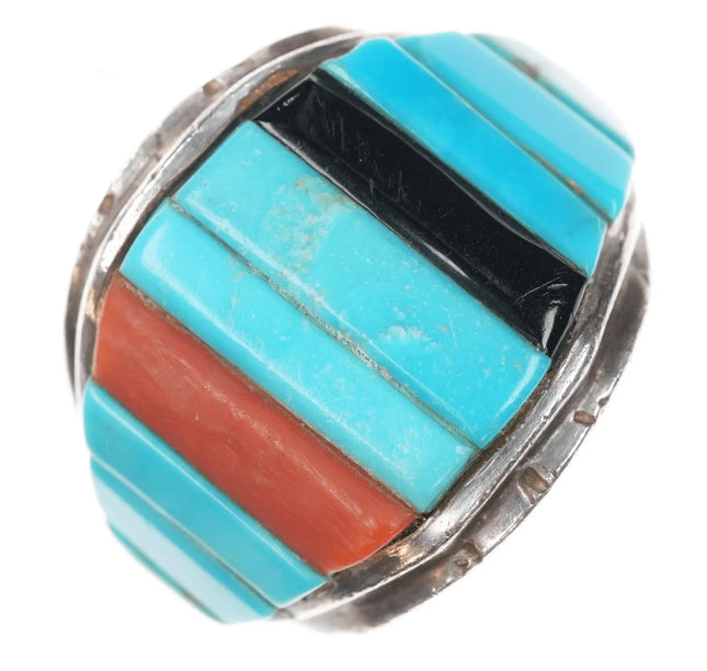 sz8.5 Benny Armijo (1937-2022) Navajo silver modernist corn row ring - Estate Fresh Austin