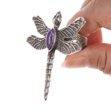 sz8.5 Kelsey Jimmie Navajo sugilite Tufa Cast Dragonfly ring - Estate Fresh Austin