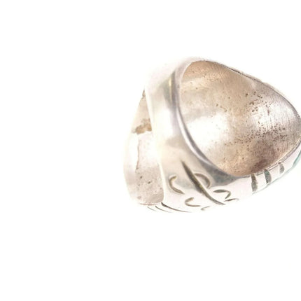Sz8.5 Large Vintage Native American Sterling/turquoise men's ring - Estate Fresh Austin