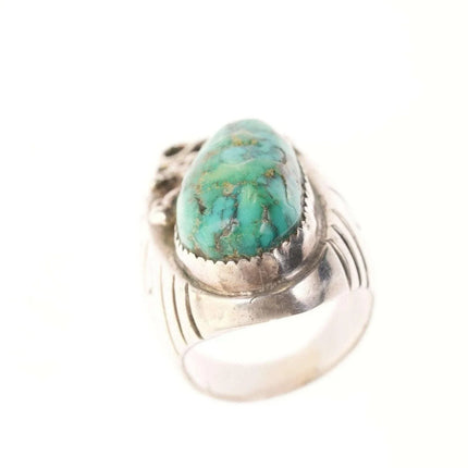 Sz8.5 Large Vintage Native American Sterling/turquoise men's ring - Estate Fresh Austin