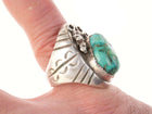 Sz8.5 Large Vintage Native American Sterling/turquoise men's ring - Estate Fresh Austin