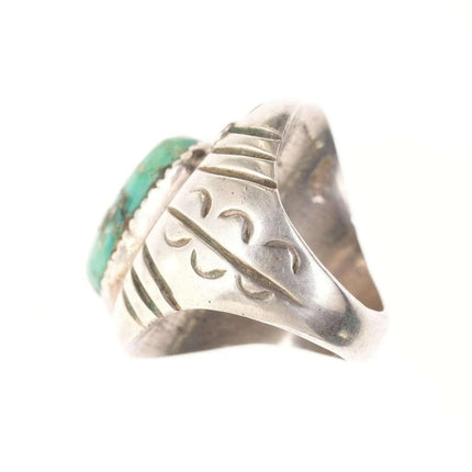 Sz8.5 Large Vintage Native American Sterling/turquoise men's ring - Estate Fresh Austin
