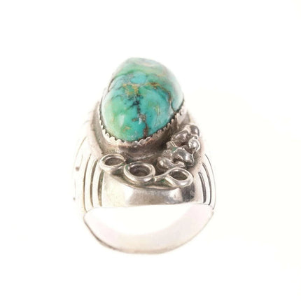 Sz8.5 Large Vintage Native American Sterling/turquoise men's ring - Estate Fresh Austin