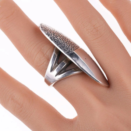 sz8.5 Vintage Native American oversized Modernist sterling ring - Estate Fresh Austin