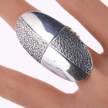 sz8.5 Vintage Native American oversized Modernist sterling ring - Estate Fresh Austin