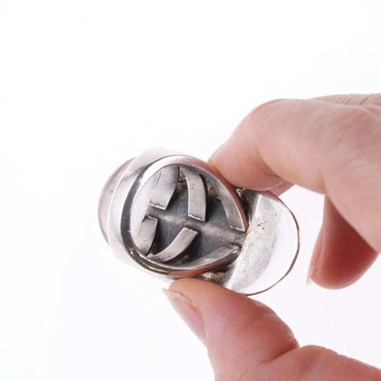 sz8.5 Vintage Native American oversized Modernist sterling ring - Estate Fresh Austin