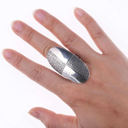 sz8.5 Vintage Native American oversized Modernist sterling ring - Estate Fresh Austin