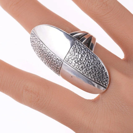 sz8.5 Vintage Native American oversized Modernist sterling ring - Estate Fresh Austin