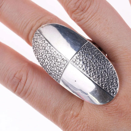 sz8.5 Vintage Native American oversized Modernist sterling ring - Estate Fresh Austin