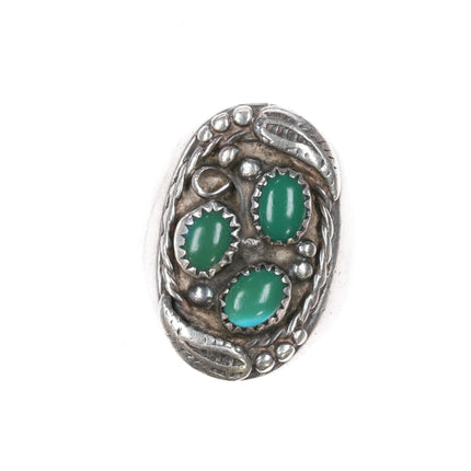 sz8.5 Vintage Native American sterling green turquoise ring - Estate Fresh Austin