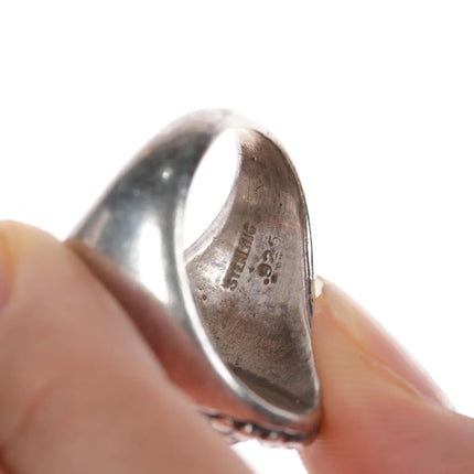 sz8.5 Vintage Native American sterling green turquoise ring - Estate Fresh Austin