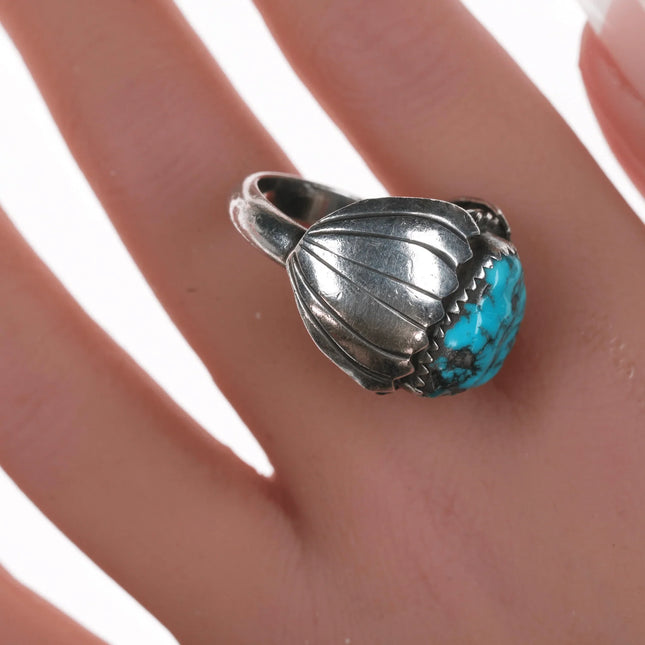 sz8.5 Vintage Navajo silver and turquoise ring - Estate Fresh Austin