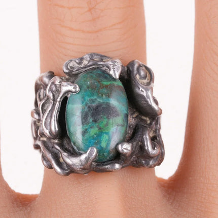 sz8.5 Vintage Sterling ring chrysocolla - Estate Fresh Austin