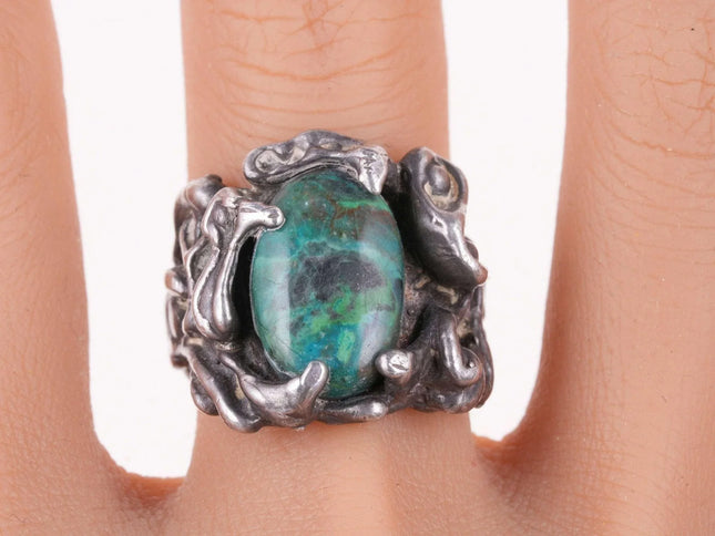 sz8.5 Vintage Sterling ring chrysocolla - Estate Fresh Austin