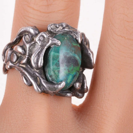 sz8.5 Vintage Sterling ring chrysocolla - Estate Fresh Austin