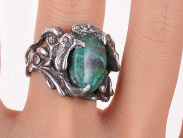 sz8.5 Vintage Sterling ring chrysocolla - Estate Fresh Austin