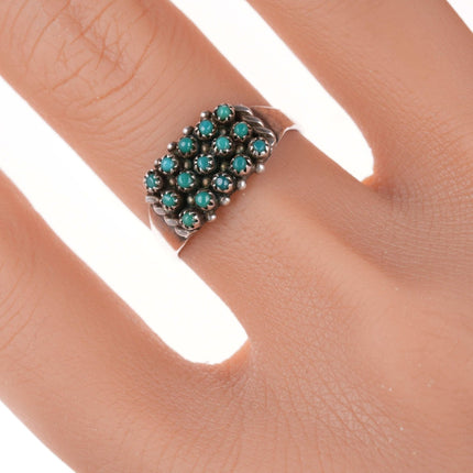 sz8.75 30's - 40's Zuni Silver snake eye turquoise ring - Estate Fresh Austin