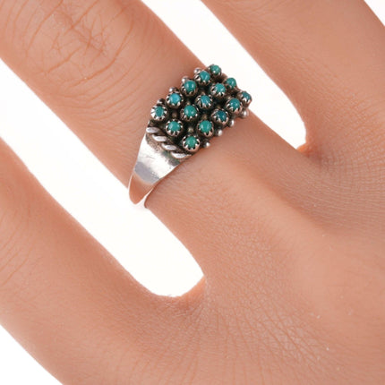 sz8.75 30's - 40's Zuni Silver snake eye turquoise ring - Estate Fresh Austin