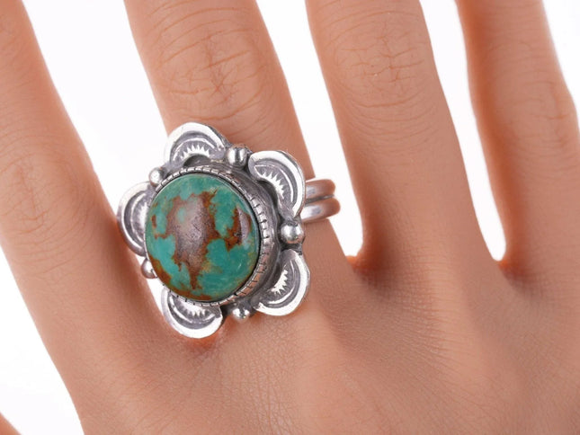 sz8.75 Darrell Yonnie (1968-2013) Navajo Sterling and turquoise ring - Estate Fresh Austin