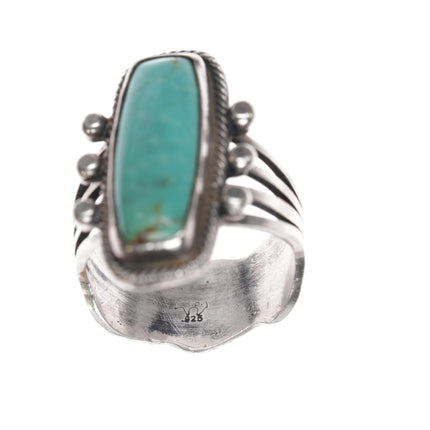 sz8.75 Running Bear Shop sterling ring with oval turquoise - Estate Fresh Austin