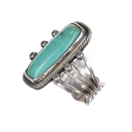 sz8.75 Running Bear Shop sterling ring with oval turquoise - Estate Fresh Austin