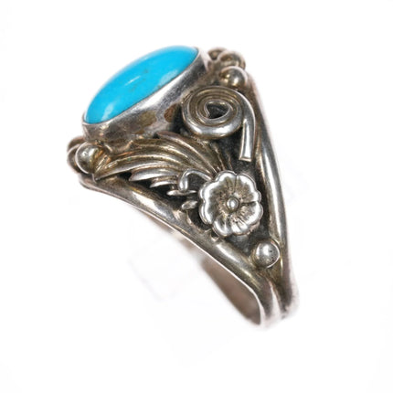 sz8.75 Running Bear Shop sterling ring with sleeping beauty turquoise - Estate Fresh Austin