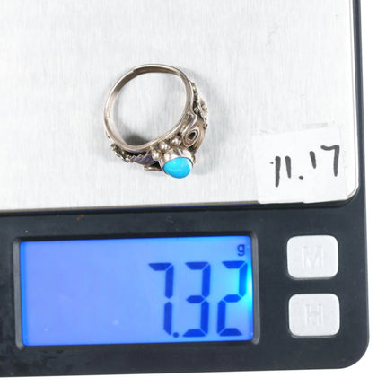 sz8.75 Running Bear Shop sterling ring with sleeping beauty turquoise - Estate Fresh Austin