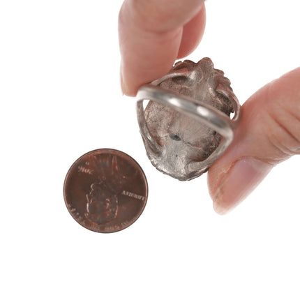 sz8.75 Vintage Native American silver and turquoise nugget ring - Estate Fresh Austin