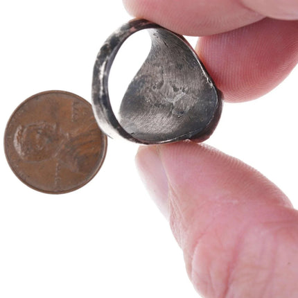 sz8.75 Vintage Navajo Silver and turquoise ring - Estate Fresh Austin