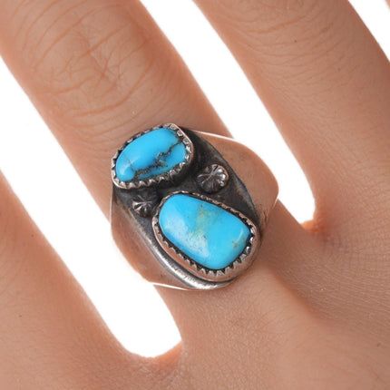 sz8.75 Vintage Navajo Silver and turquoise ring - Estate Fresh Austin