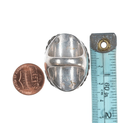 sz8.75 Vintage Navajo silver Carved horse head turquoise ring - Estate Fresh Austin