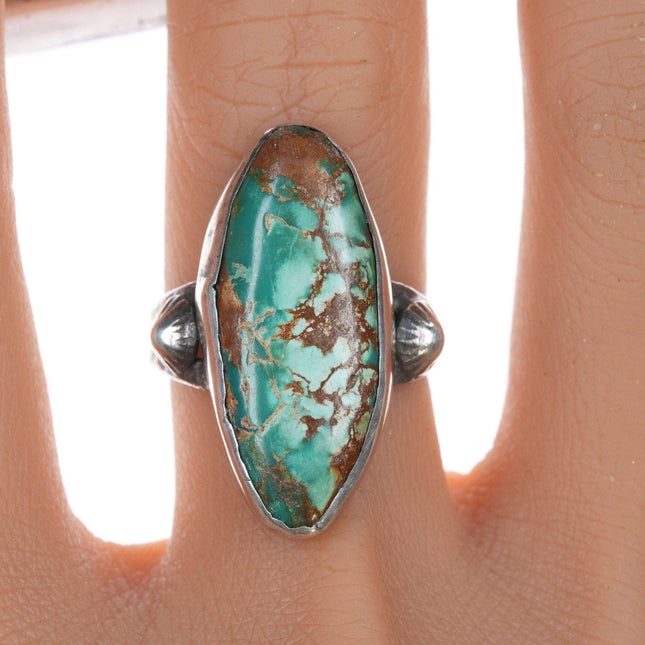 sz9 30's - 40's Navajo silver and turquoise ring - Estate Fresh Austin