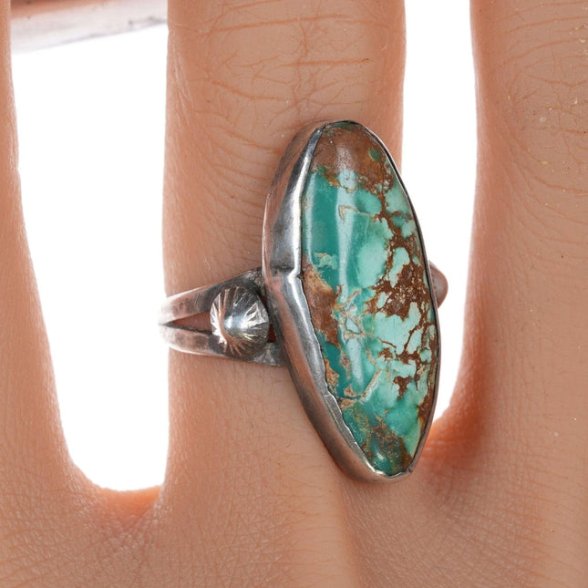 sz9 30's-40's Navajo silver and turquoise ring - Estate Fresh Austin