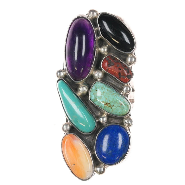 sz9 B Native American sterling multi-stone ring - Estate Fresh Austin