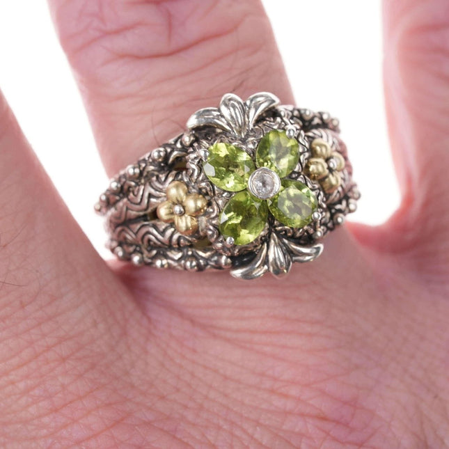 sz9 Barbara Bixby 18k Gold Sterling and Peridot ring - Estate Fresh Austin