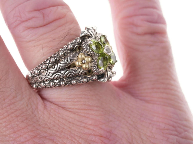sz9 Barbara Bixby 18k Gold Sterling and Peridot ring - Estate Fresh Austin