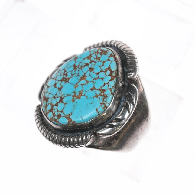 sz9 Carl Allen Begay (1912-1972) Navajo sterling #8 turquoise ring - Estate Fresh Austin