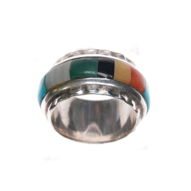 Sz9 Benny Armijo (1937-2022) Navajo Sterling Multi-stone inlay ring - Estate Fresh Austin