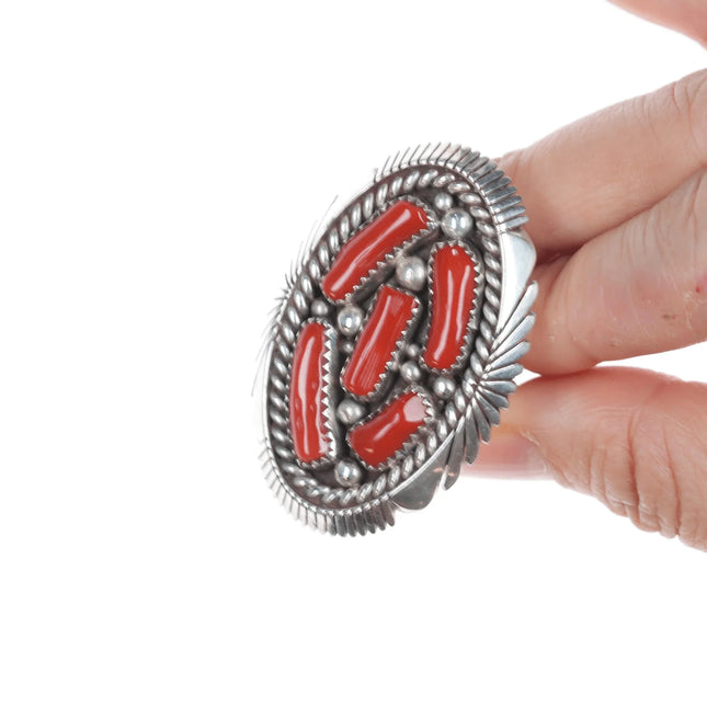 sz9 K Navajo sterling Mediterranean coral ring - Estate Fresh Austin