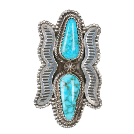 sz9 Large Chris Etsitty Navajo sterling high grade turquoise ring - Estate Fresh Austin