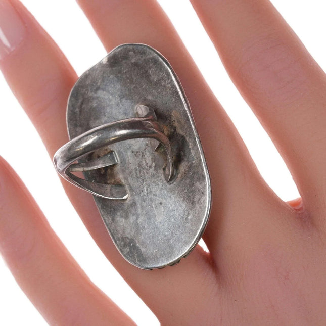 sz9 Large Vintage Navajo silver and turquoise ring - Estate Fresh Austin