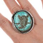 sz9 Large Vintage Navajo turquoise nugget ring in silver - Estate Fresh Austin