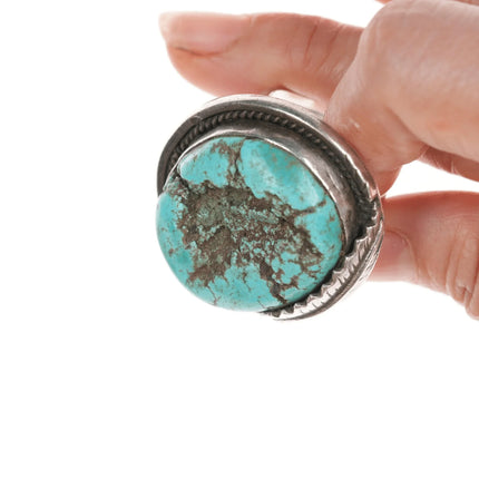 sz9 Large Vintage Navajo turquoise nugget ring in silver - Estate Fresh Austin
