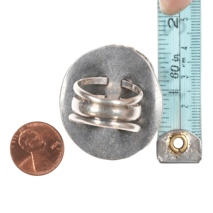 sz9 Large Vintage Navajo turquoise nugget ring in silver - Estate Fresh Austin