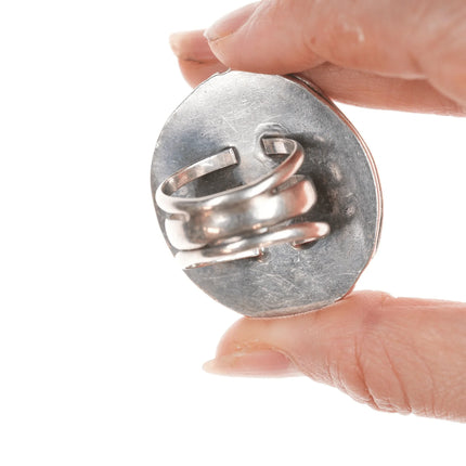 sz9 Large Vintage Navajo turquoise nugget ring in silver - Estate Fresh Austin