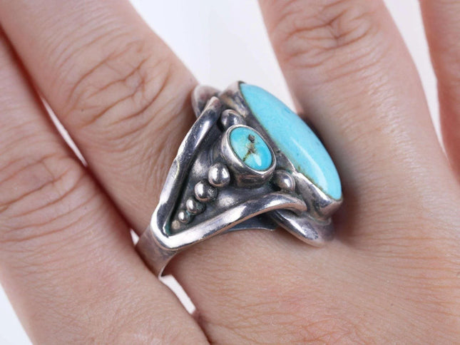 sz9 Mexican Modernist sterling/turqouise ring - Estate Fresh Austin