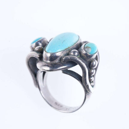 sz9 Mexican Modernist sterling/turqouise ring - Estate Fresh Austin