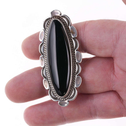 sz9 Richard Long Navajo Sterling and onyx ring - Estate Fresh Austin