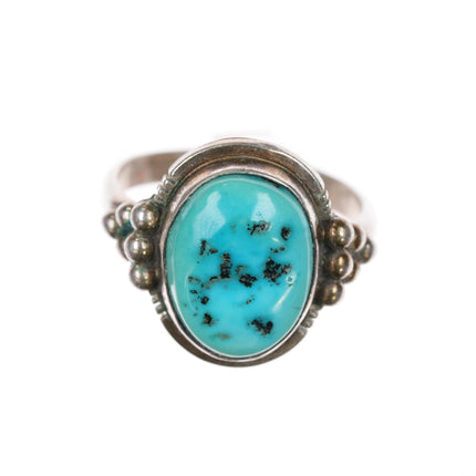 sz9 Running Bear Shop sterling ring with Kingman turquoise - Estate Fresh Austin