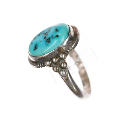 sz9 Running Bear Shop sterling ring with Kingman turquoise - Estate Fresh Austin